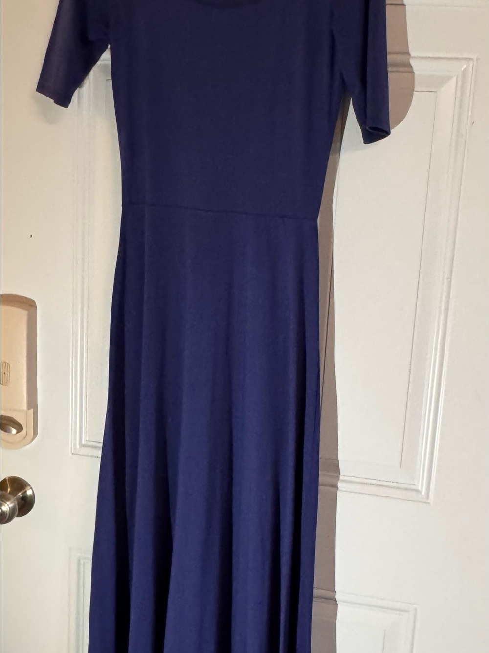 Classic Navy Short-Sleeve Maxi Dress - Women's